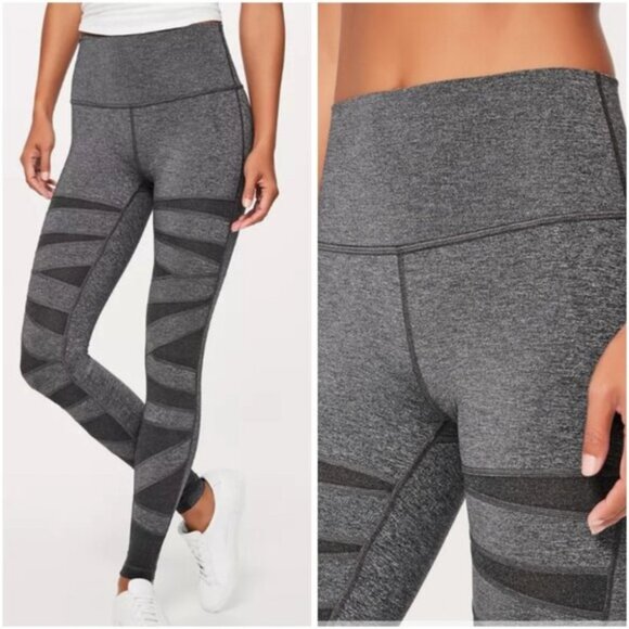 Lululemon Wunder Under Pant Special Edition Tech Mesh 28" Gray Size 4 - Picture 2 of 5